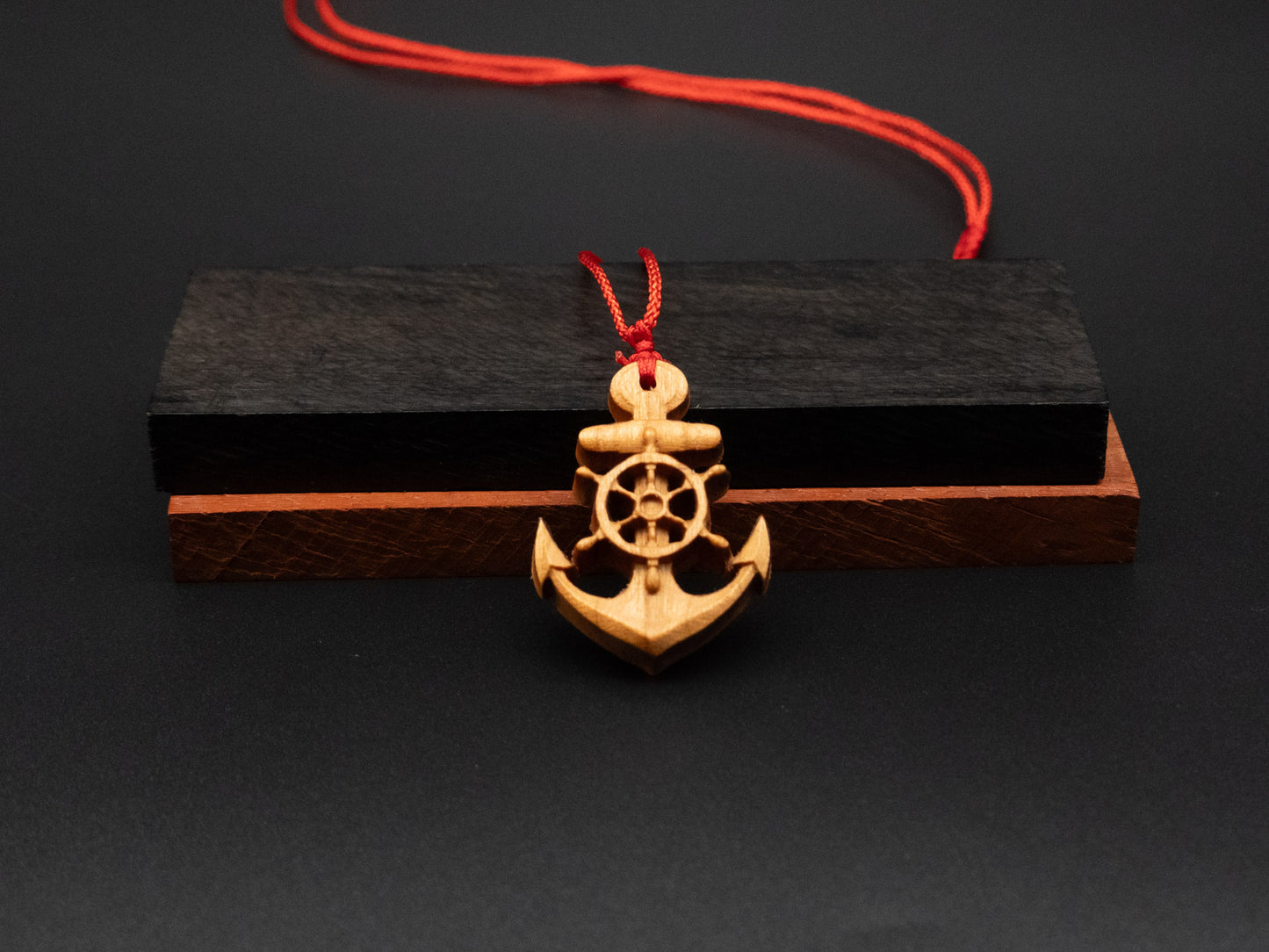 anchor necklace,anchor pendant,wood carving,wood anchor necklace,gift for him,gift for boyfriend,men anchor necklace