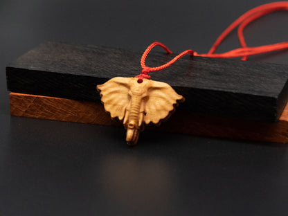 Elephant head pendand,wood carving,elephant head necklace,carve wooden pendant,carve pendant,Symbolizes strength, loyalty and longevity