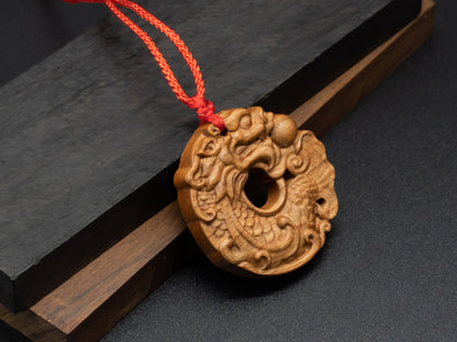 wood pendant,wooden dragon,wooden dragon pendant,Dragon circle,wood carving,carve pendant,carve dragon pendant,carve wooden pendant,