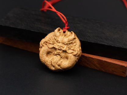 wood pendant,wooden dragon,wooden dragon pendant,wood carving,carve pendant,carve dragon pendant,carve wooden pendant, Year of the Dragon