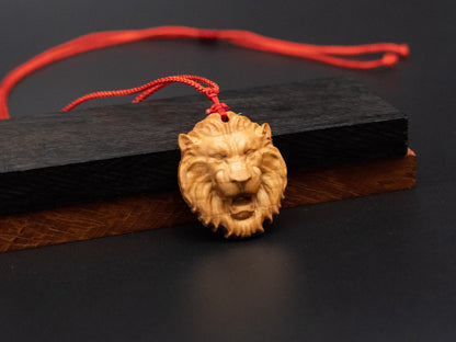 Lion head pendand,wood carving,Lion head relief,Lion head necklace,carve wooden pendant,carve pendant,carve wood