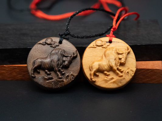 bull pendant,wood pendant,wood carving engraved necklace,handmade jewelry,carve wood bull ,Sunstoppable career success,strength,virility