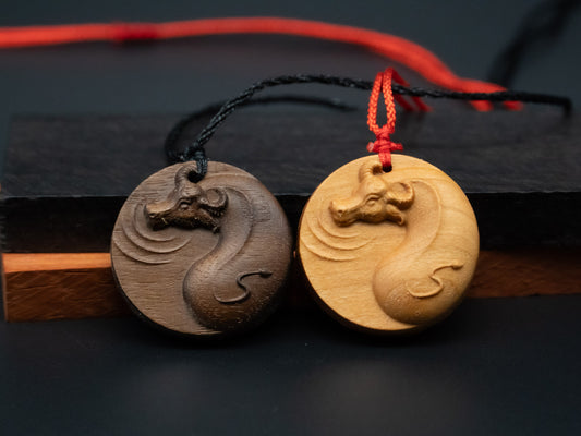 bull pendant,tai chi pendant,wood pendant,wood carving engraved necklace,carve wood bull ,Sunstoppable career success,strength,virility