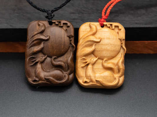 wood pendant, fox necklace,autumn fox,animal necklace,pendant necklace,meaning perfect love