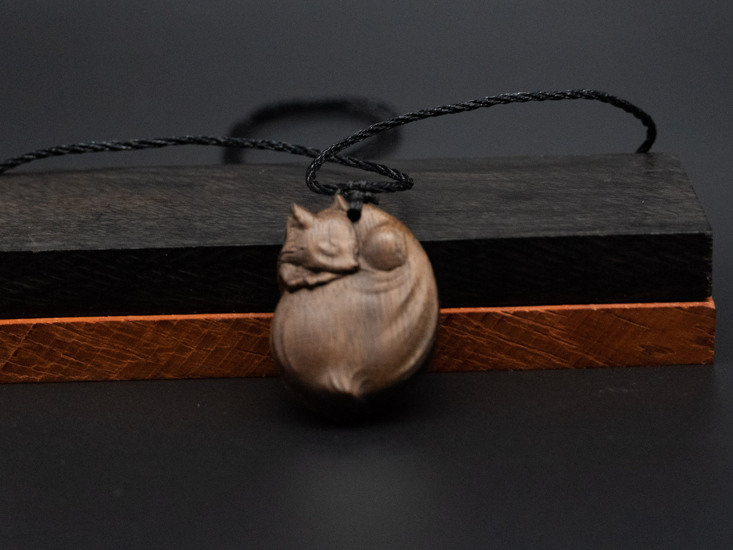 wood pendant, fox pendant,fox necklace,autumn fox,animal necklace,wood carving,carve pendant,carve wood,meaning perfect love