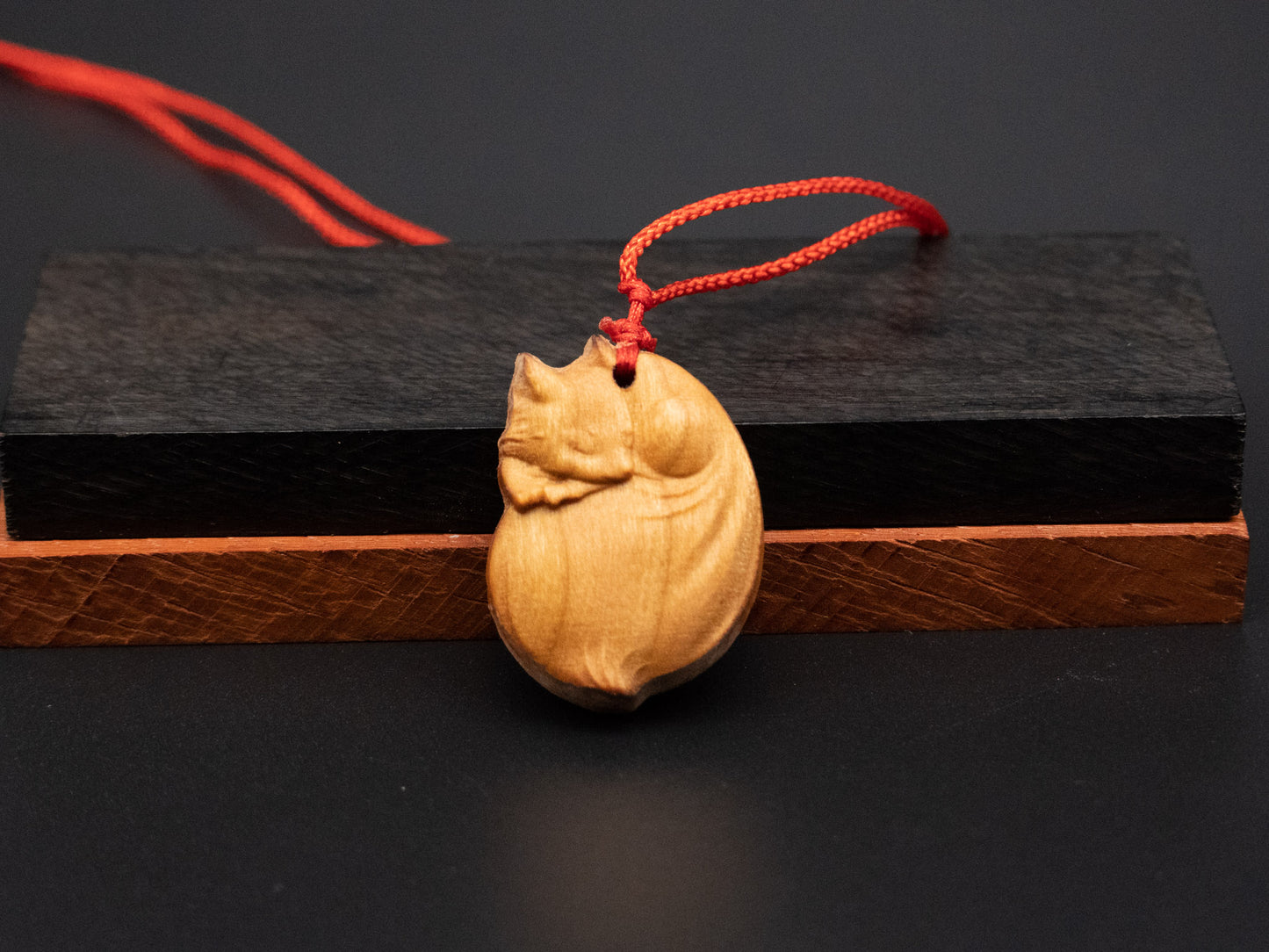 wood pendant, fox pendant,fox necklace,autumn fox,animal necklace,wood carving,carve pendant,carve wood,meaning perfect love