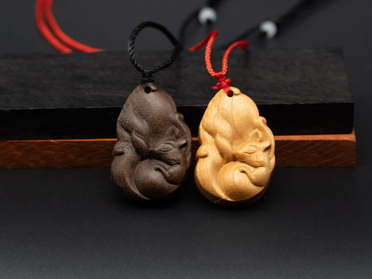 wood pendant, fox pendant,fox necklace,autumn fox,animal necklace,wood carving,carve pendant,carve wood,meaning perfect love