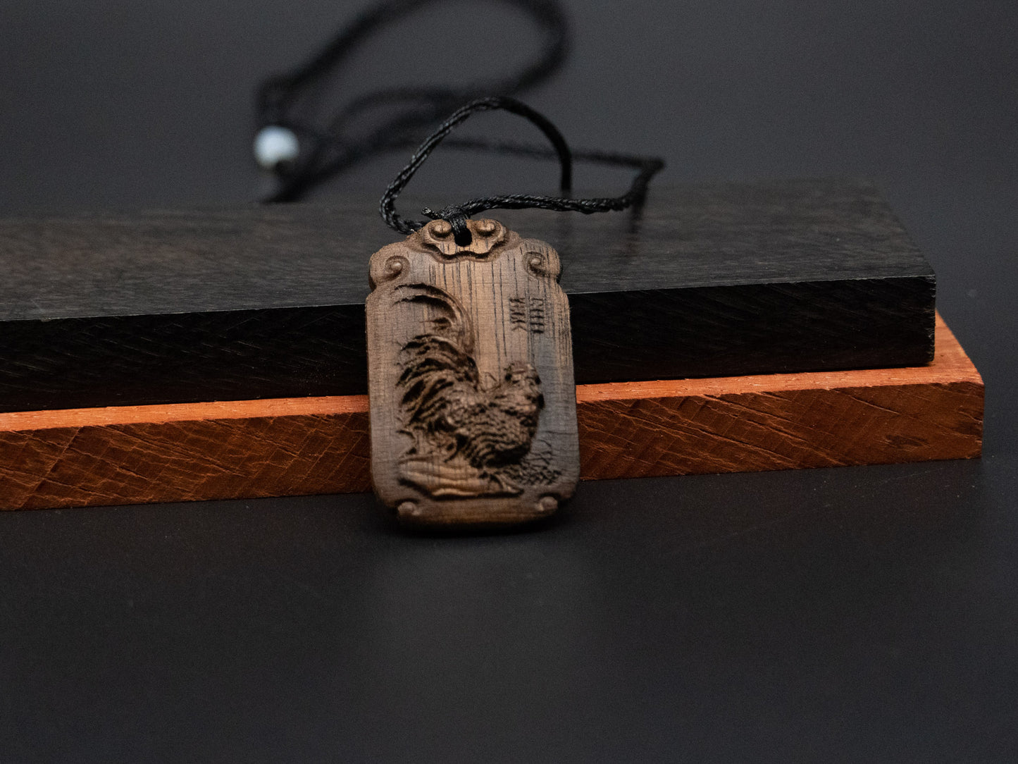 Rooster pendant,zodiac necklace,year of rooster,wood carving,animal Necklace,carve pendant,carve wood,engraved necklace