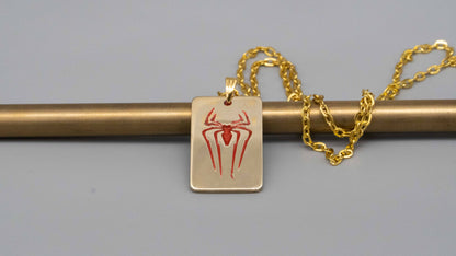 Solid brass necklace,spider necklace,engraved pendant,brass pendant,spider pendant,engraved necklace,Engraved tag