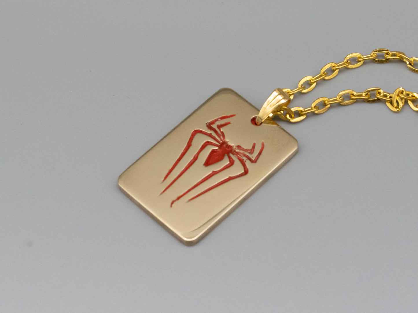 Solid brass necklace,spider necklace,engraved pendant,brass pendant,spider pendant,engraved necklace,Engraved tag