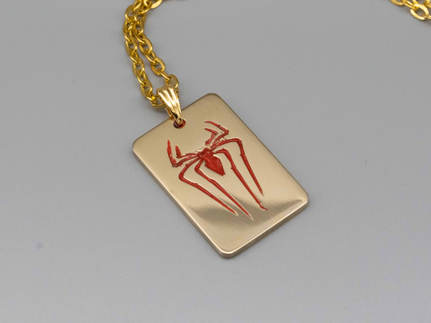 Solid brass necklace,spider necklace,engraved pendant,brass pendant,spider pendant,engraved necklace,Engraved tag