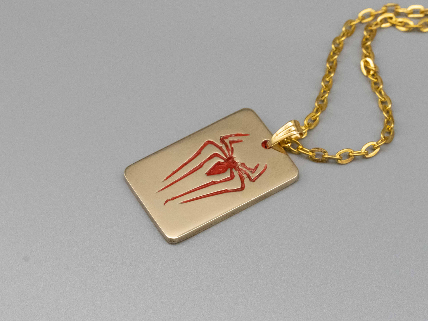 Solid brass necklace,spider necklace,engraved pendant,brass pendant,spider pendant,engraved necklace,Engraved tag