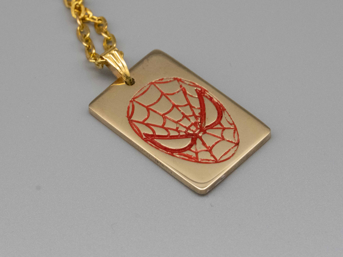 Solid brass necklace,spider man necklace,engraved pendant,brass pendant,spider pendant,engraved necklace,Engraved tag