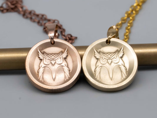 Vintage Brass and bronze Owl Pendant ,Owl Relief Necklace, Elegant Owl Charm Jewelry, Unique Gift for Night Owls,owl head pendant