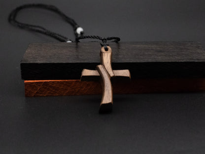 Cross Necklace,wood carving,cross with heart,Christian Necklace, Religious Jewelry Gift, Cross Pendant, wooden cross,wood carving