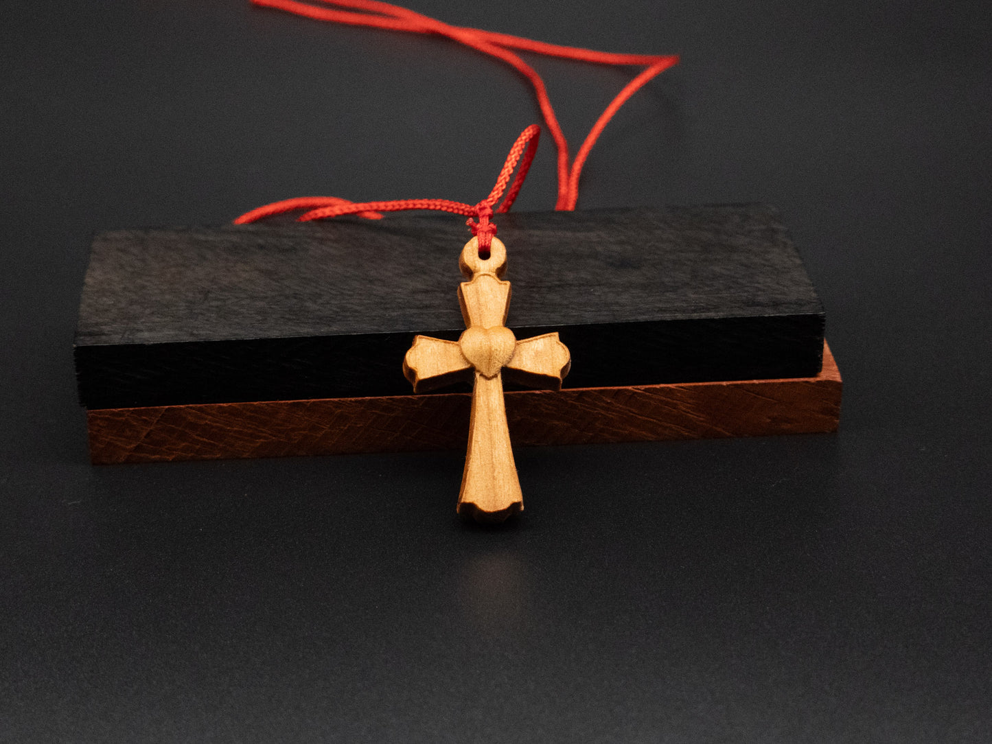 Cross Necklace,wood carving,cross with heart,Christian Necklace, Religious Jewelry Gift, Cross Pendant, wooden cross,wood carving