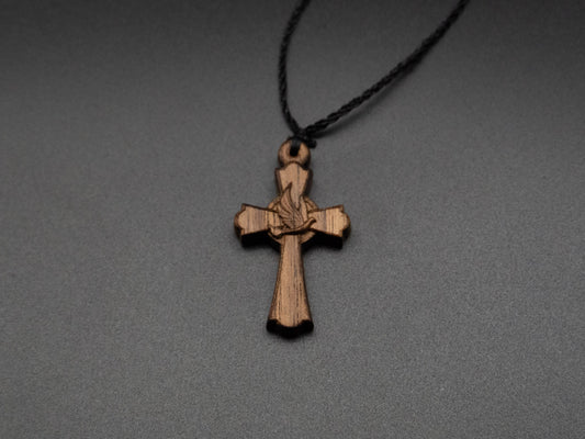 Cross Necklace,wood carving,cross with heart,Christian Necklace, Religious Jewelry Gift, Cross Pendant, wooden cross,wood carving