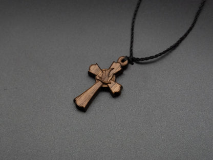 Cross Necklace,wood carving,cross with heart,Christian Necklace, Religious Jewelry Gift, Cross Pendant, wooden cross,wood carving