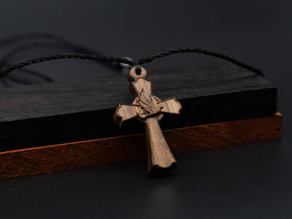 Cross Necklace,wood carving,cross with heart,Christian Necklace, Religious Jewelry Gift, Cross Pendant, wooden cross,wood carving