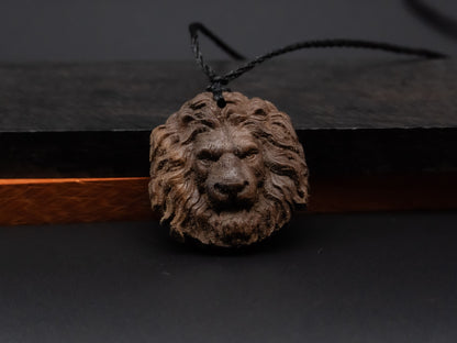 Lion head pendand,wood carving,Lion head relief,Lion head necklace,carve wooden pendant,carve pendant,carve wood