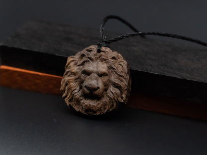 Lion head pendand,wood carving,Lion head relief,Lion head necklace,carve wooden pendant,carve pendant,carve wood