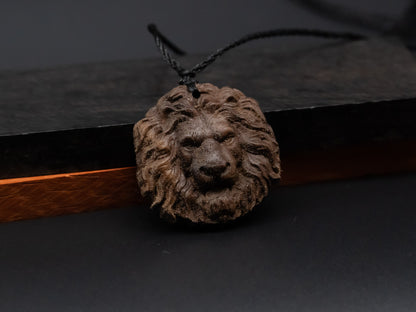 Lion head pendand,wood carving,Lion head relief,Lion head necklace,carve wooden pendant,carve pendant,carve wood