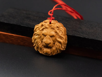 Lion head pendand,wood carving,Lion head relief,Lion head necklace,carve wooden pendant,carve pendant,carve wood