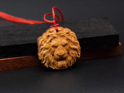 Lion head pendand,wood carving,Lion head relief,Lion head necklace,carve wooden pendant,carve pendant,carve wood