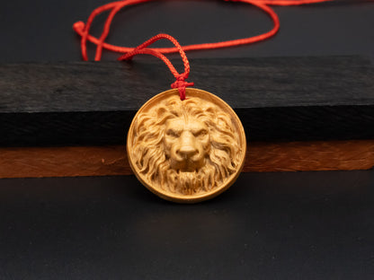 Lion head pendand,wood carving,Lion head relief,Lion head necklace,carve wooden pendant,carve pendant,carve wood