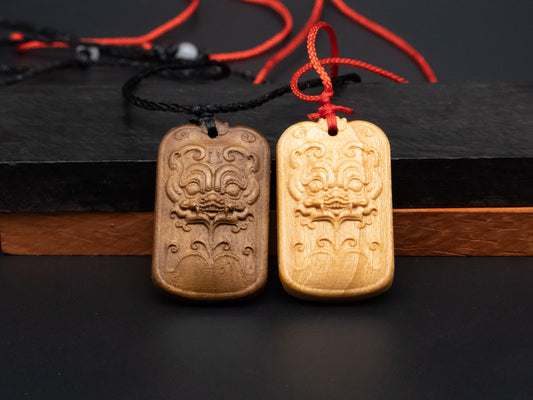 Monster head pendand,wood carving,monster head relief,Lion head necklace,carve wooden pendant,carve pendant,carve wood