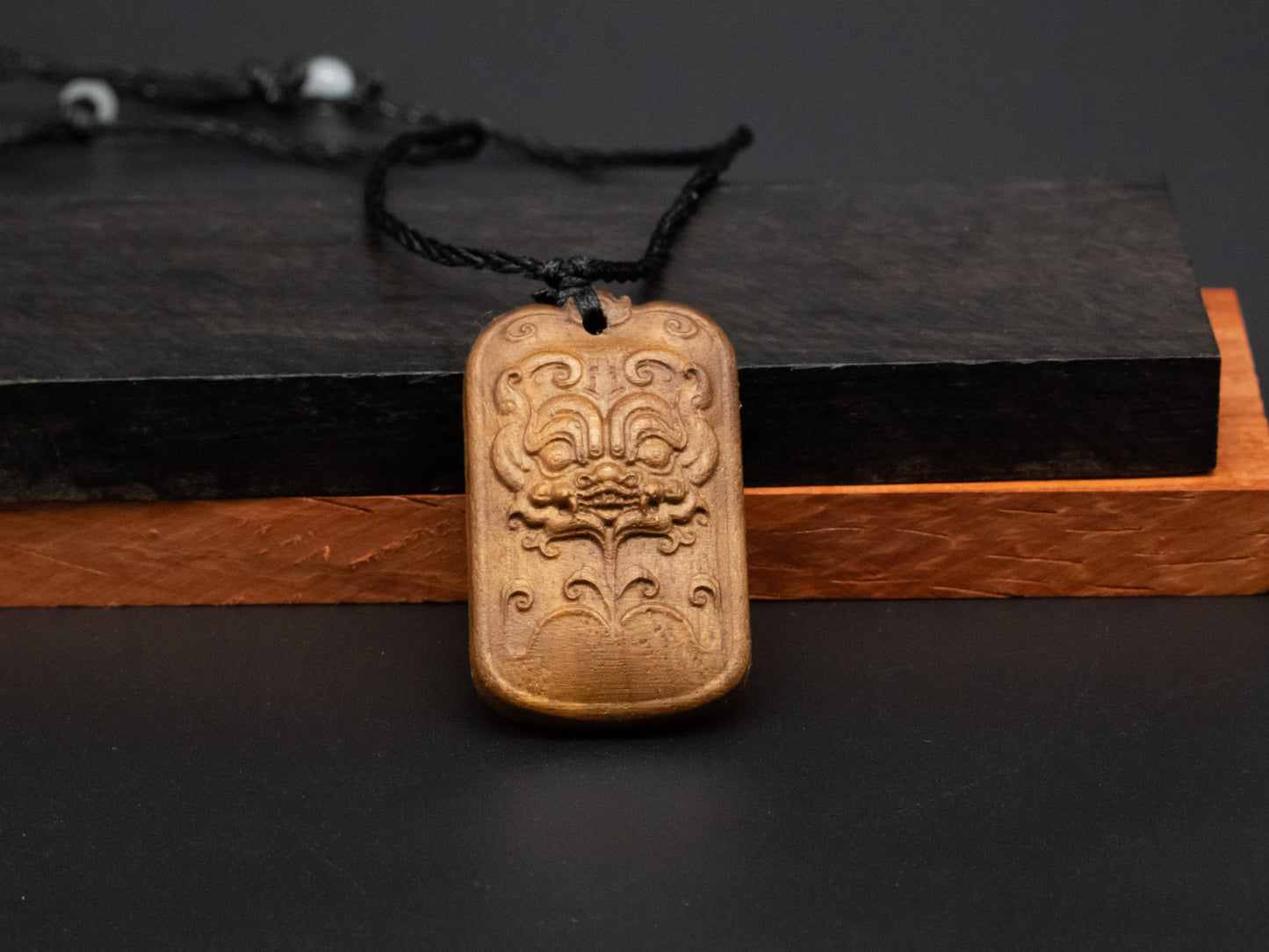 Monster head pendand,wood carving,monster head relief,Lion head necklace,carve wooden pendant,carve pendant,carve wood