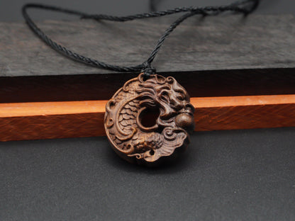 wood pendant,wooden dragon,wooden dragon pendant,Dragon circle,wood carving,carve pendant,carve dragon pendant,carve wooden pendant,