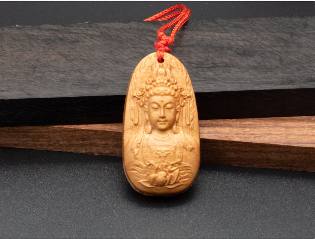 wood carving, Avalokiteshvara pendant,guanyin necklace,Buddhism pendant,carve pendant,meaning peace of mind, kindness