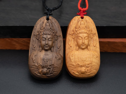 wood carving, Avalokiteshvara pendant,guanyin necklace,Buddhism pendant,carve pendant,meaning peace of mind, kindness