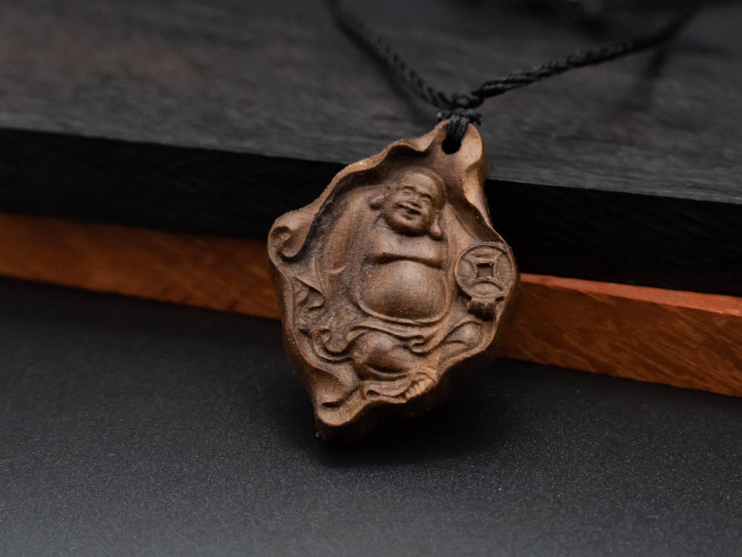 wood pendant,maitreya necklace,maitreya pendant,Maitreya Buddha,buddha necklace,wooden necklace,unique jewelry