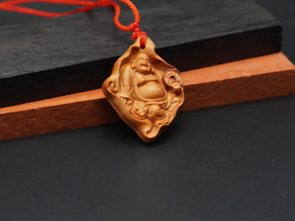 wood pendant,maitreya necklace,maitreya pendant,Maitreya Buddha,buddha necklace,wooden necklace,unique jewelry