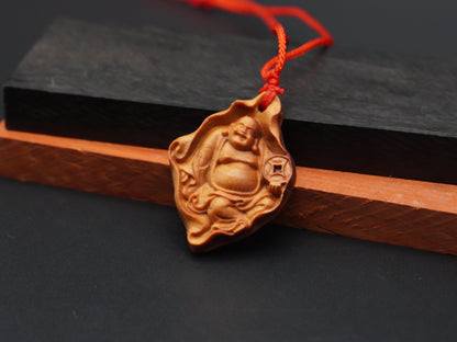 wood pendant,maitreya necklace,maitreya pendant,Maitreya Buddha,buddha necklace,wooden necklace,unique jewelry