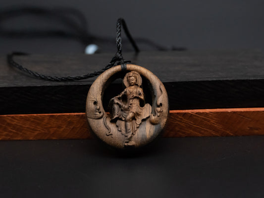 wood carving, Avalokiteshvara pendant,guanyin necklace,Buddhism pendant,carve pendant,meaning peace of mind, kindness