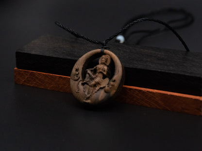 wood carving, Avalokiteshvara pendant,guanyin necklace,Buddhism pendant,carve pendant,meaning peace of mind, kindness