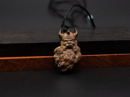 Viking head pendant,wood pendant,Unique Wooden Viking head Carved Pendant Necklace , Perfect for Boyfriend, Dad, Husband Gift