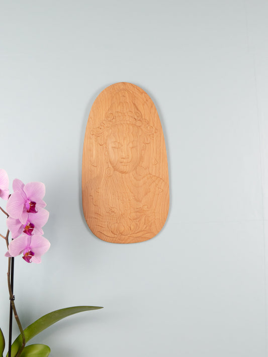 Wooden Avalokiteshvara Decor,Wall decor,Wood relief sculpture ,Wood Wall Hanging, Wood Carving,peace of mind, kindness