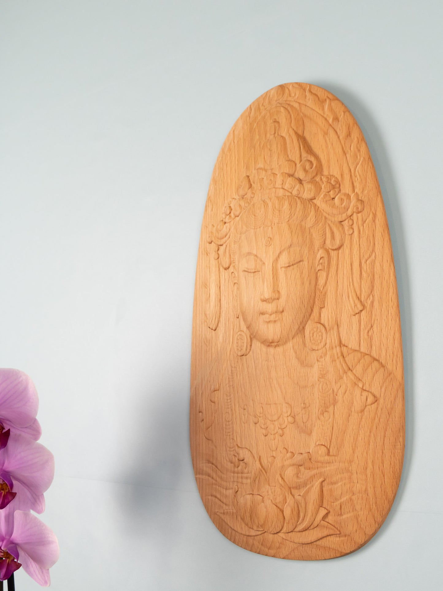 Wooden Avalokiteshvara Decor,Wall decor,Wood relief sculpture ,Wood Wall Hanging, Wood Carving,peace of mind, kindness