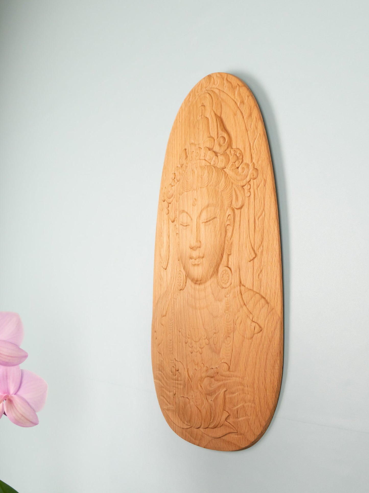 Wooden Avalokiteshvara Decor,Wall decor,Wood relief sculpture ,Wood Wall Hanging, Wood Carving,peace of mind, kindness