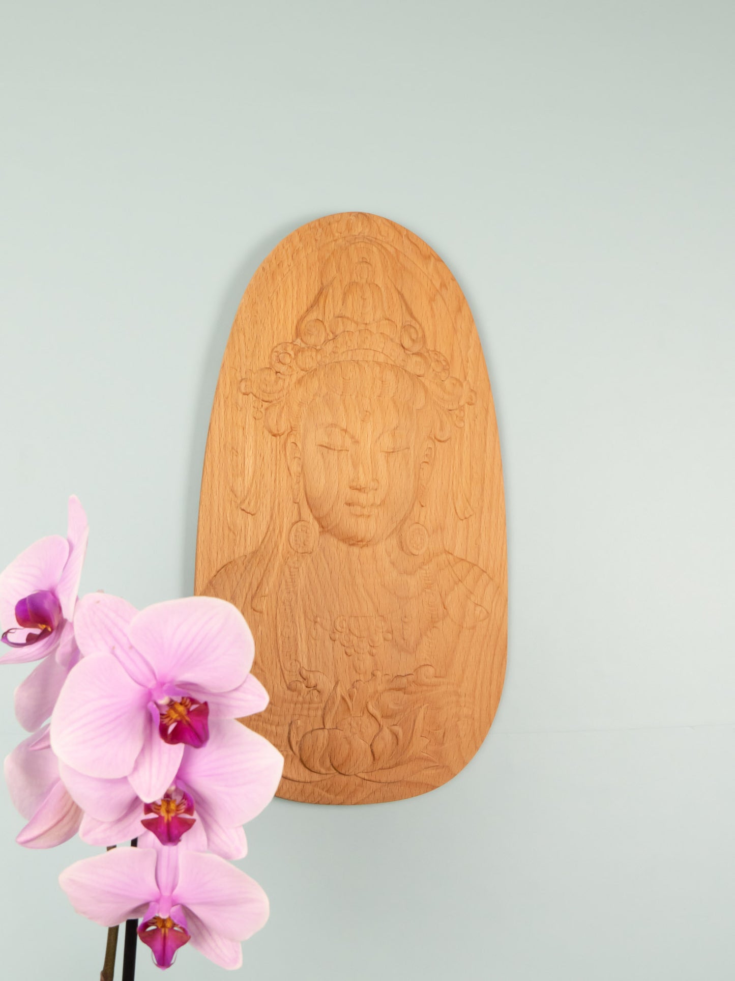 Wooden Avalokiteshvara Decor,Wall decor,Wood relief sculpture ,Wood Wall Hanging, Wood Carving,peace of mind, kindness