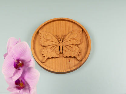 Wooden Butterfly Decor,Wall decor,home decor,Wood relief sculpture ,Wood Wall Hanging, Wood Carving,living，Home Decoration