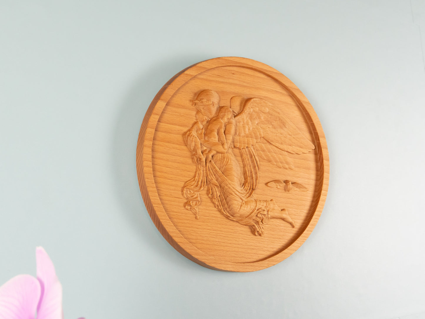 Angel and Child Relief，Wooden Wall Art ,wood carving,home decor,sulpture relief,relief art,Relief Sculpture