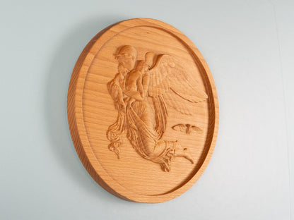 Angel and Child Relief，Wooden Wall Art ,wood carving,home decor,sulpture relief,relief art,Relief Sculpture