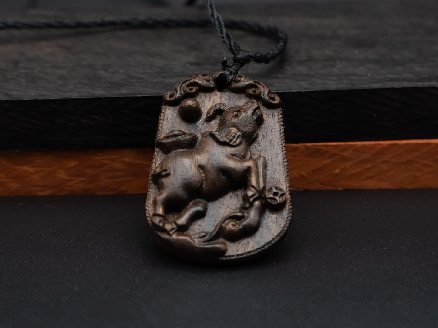 ox pendant necklace,wood pendant,engraved necklace,zodiac necklace,year of ox,pendant necklace,animal Necklace,exotic wood necklace