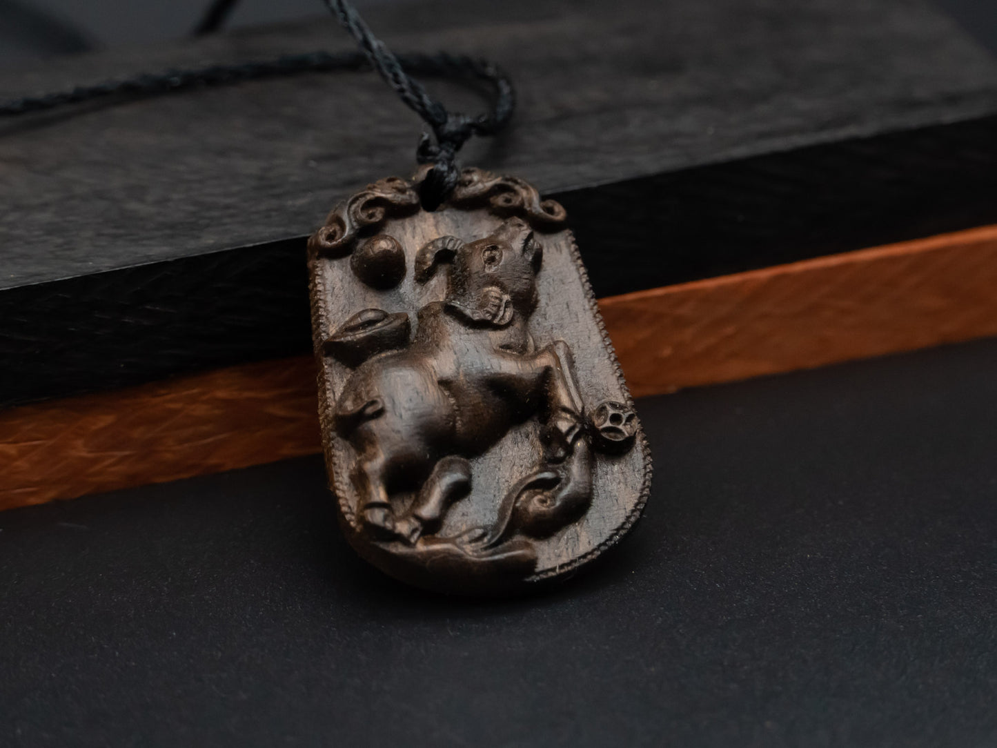 ox pendant necklace,wood pendant,engraved necklace,zodiac necklace,year of ox,pendant necklace,animal Necklace,exotic wood necklace