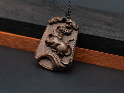 rat pendant necklace,wood pendant,engraved necklace,zodiac necklace,year of rat,pendant necklace,animal Necklace,exotic wood necklace